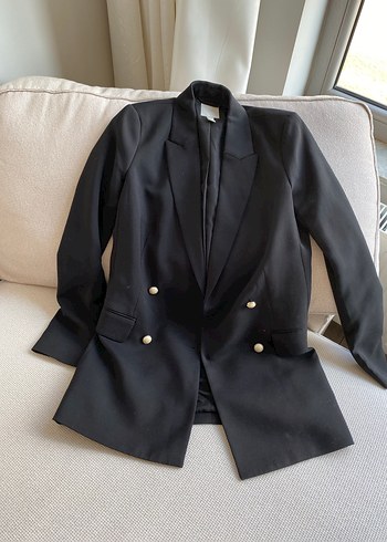 Siyah Düğmeli Kadın Blazer Ceket