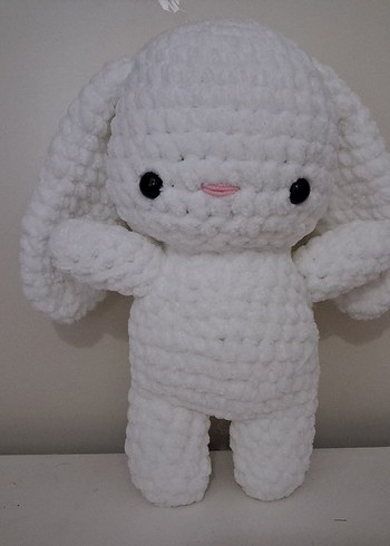Beden Renk Beyaz Peluş Tavşan Oyuncak Amigurumi
