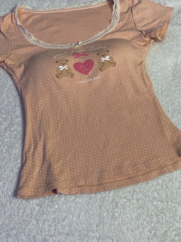 Dantel Yaka pembe crop - Görsel 3