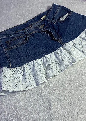 Fırfırlı Kot Mini Etek - Görsel 2