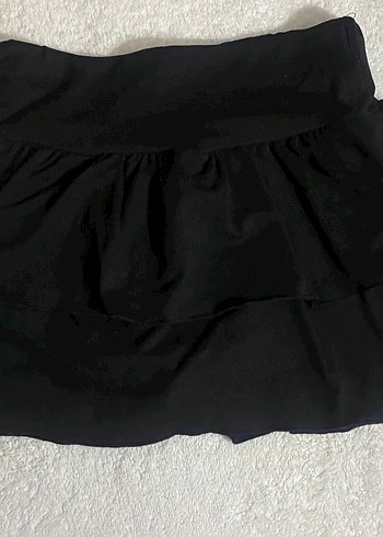 Siyah Fırfırlı Mini Etek - Görsel 2