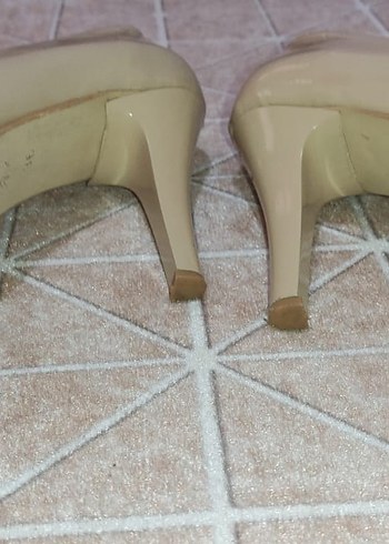 Bej Rugan Platform Kadın İnce Topuklu Ayakkabı - Görsel 9