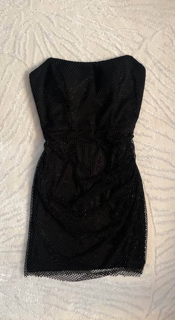 pullu kısa siyah abiye elbise - Görsel 2