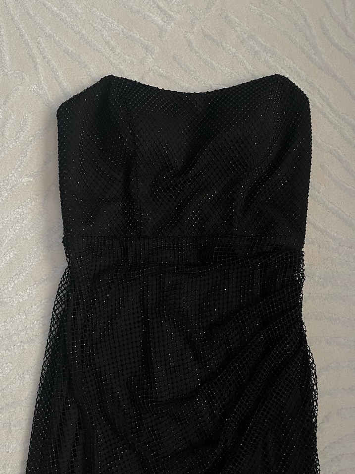 pullu kısa siyah abiye elbise - Görsel 4