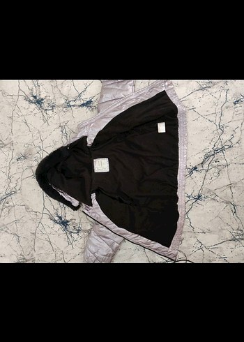 Kız Çocuk metalik renk Kapüşonlu Kürklü Mont - Görsel 2