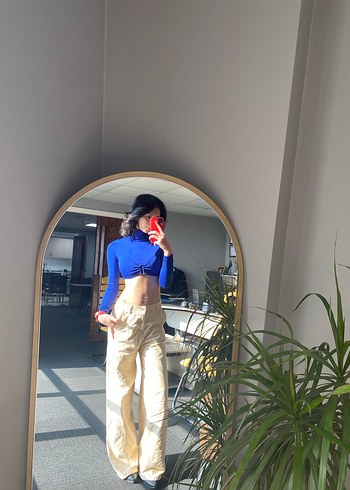 Mavi Crop Bluz ve