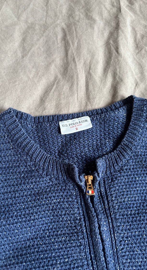 Nakışlı Mavi Kız Çocuk Triko Panço - Görsel 2