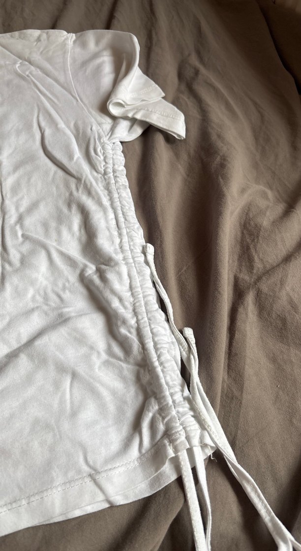 Baskılı Beyaz Hamile Tişörtü, Kısa Kollu, Rahat Kesim - Görsel 3