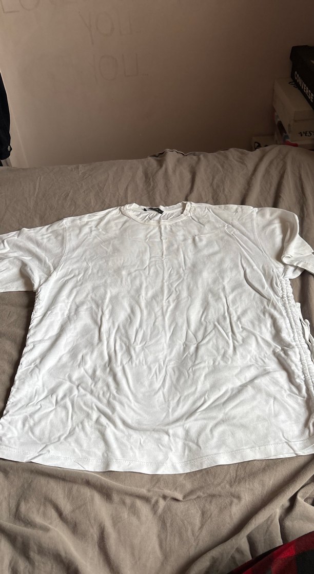 Baskılı Beyaz Hamile Tişörtü, Kısa Kollu, Rahat Kesim - Görsel 2