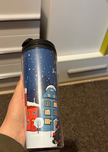 Mavi Yılbaşı Temalı Termos Bardak - Görsel 2