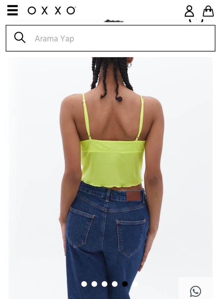 Sarı V Yaka İnce Askılı Bluz - Görsel 3