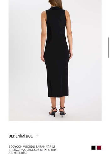Siyah Yarım Balıkçı Yaka Midi Elbise - Görsel 4