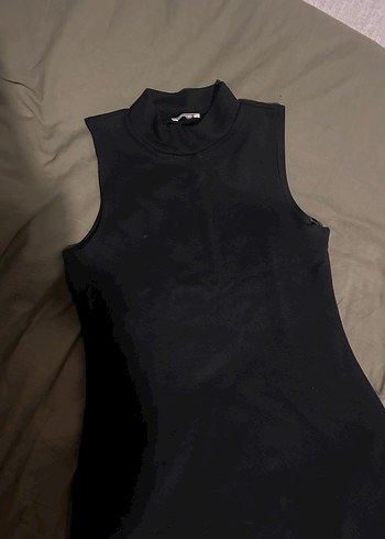 Siyah Yarım Balıkçı Yaka Midi Elbise - Görsel 2