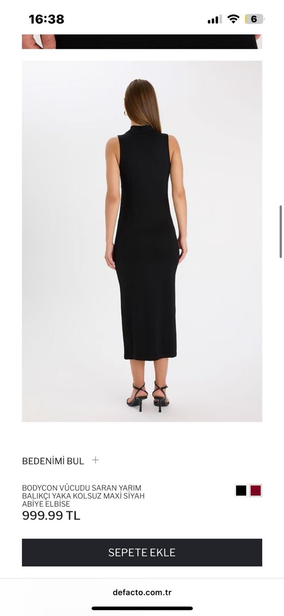 Siyah Yarım Balıkçı Yaka Midi Elbise - Görsel 4