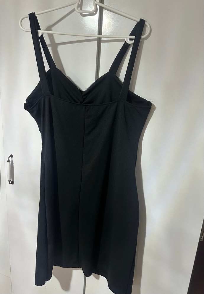 Siyah Drapeli Mini V Yaka Kadın Elbise - Görsel 2