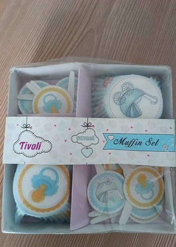 Diğer Pastel Renkli erkek bebek muffin seti