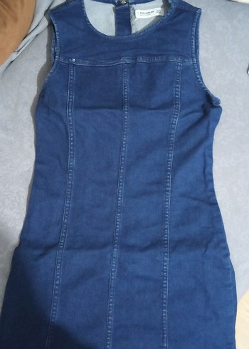 Pull and Bear Kadın Lacivert Mini Denim elbise