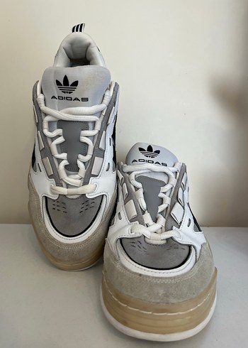 Beyaz Gri Adidas Laced Erkek Spor Ayakkabı - Görsel 4