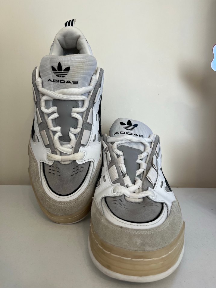 Beyaz Gri Adidas Laced Erkek Spor Ayakkabı - Görsel 4