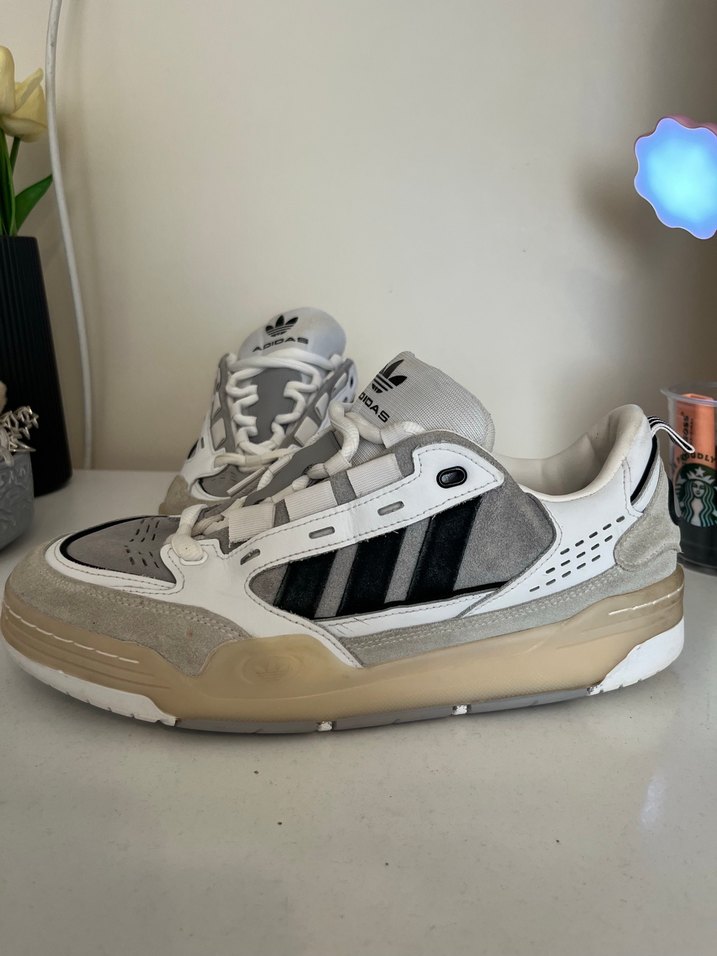 Beyaz Gri Adidas Laced Erkek Spor Ayakkabı - Görsel 5
