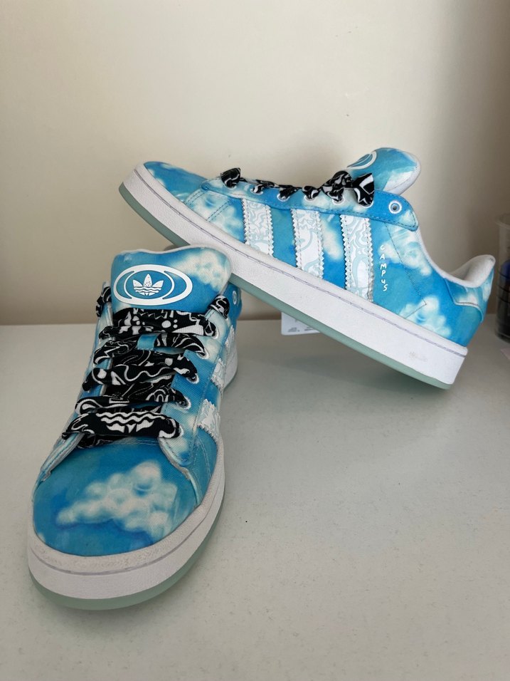 Renkli Baskılı Mavi Kadın Spor Ayakkabı - Görsel 4