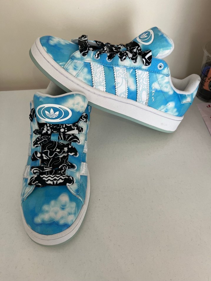 Renkli Baskılı Mavi Kadın Spor Ayakkabı - Görsel 3