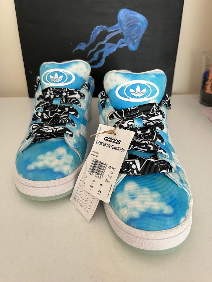 Renkli Baskılı Mavi Kadın Spor Ayakkabı - Görsel 5