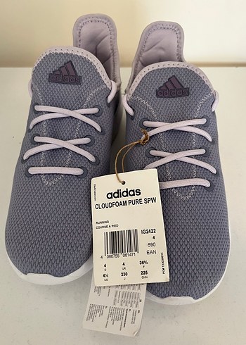 36 Beden Adidas Gri Bağcıklı Spor Ayakkabı