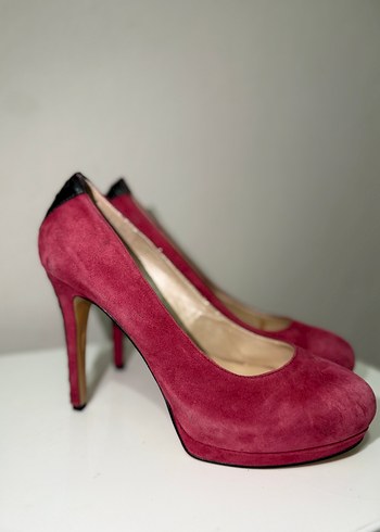 Pembe Süet Stiletto Topuklu Kadın Ayakkabı