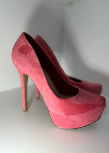 Yazlık / Kışlık Pembe Süet Stiletto Topuklu Kadın Ayakkabı