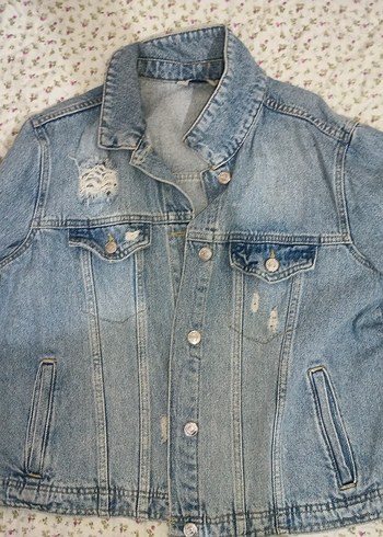 Düğmeli Mavi Kadın Denim Ceket