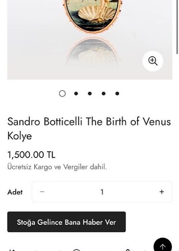 Diğer Artucky Sandro Botticelli The Birth of Venus Kolye