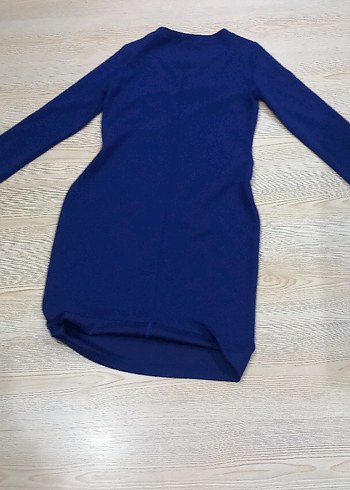 Düğmeli Mavi Kadın Triko Elbise - Görsel 2