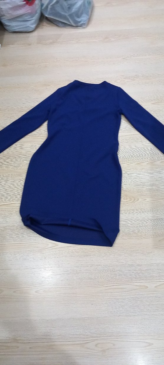 Düğmeli Mavi Kadın Triko Elbise - Görsel 2