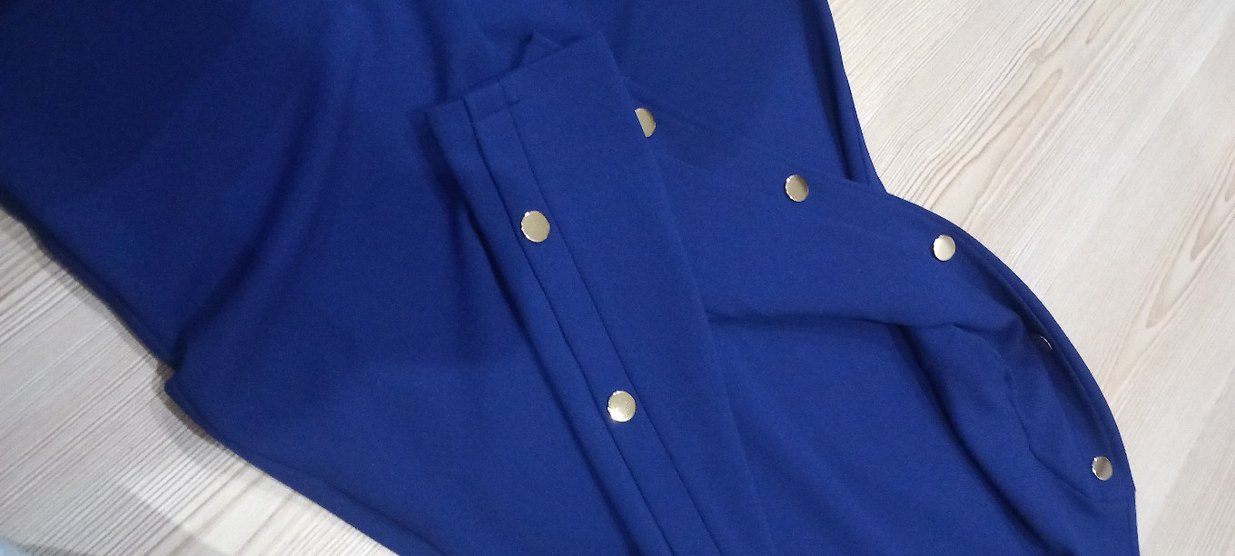 Düğmeli Mavi Kadın Triko Elbise - Görsel 3