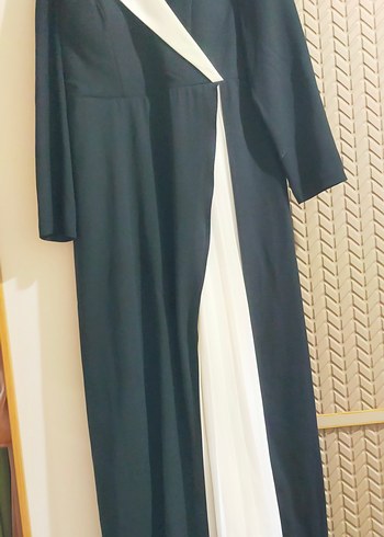 Siyah Drapeli Uzun Kadın Elbise - Görsel 5