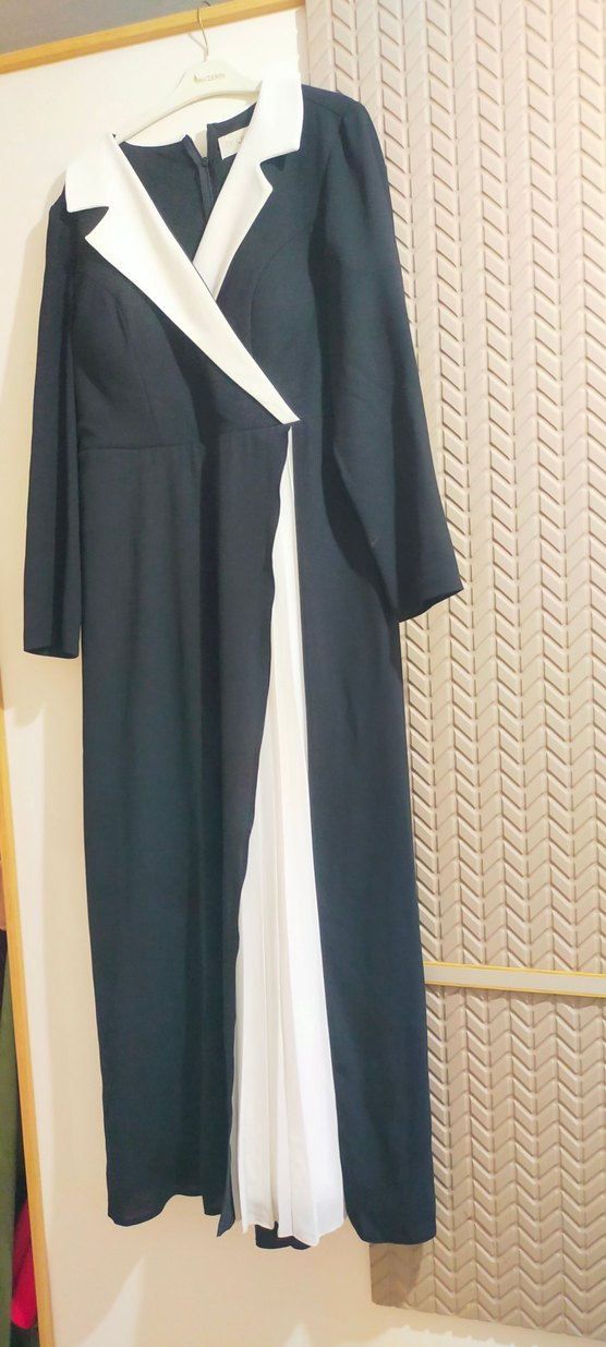 Siyah Drapeli Uzun Kadın Elbise - Görsel 3