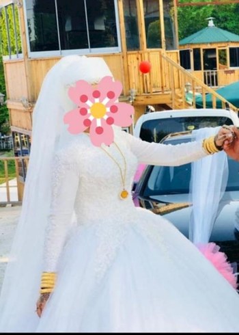 Uzun Kollu Beyaz Prenses Gelinlik - Görsel 7