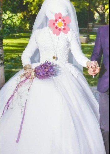 Uzun Kollu Beyaz Prenses Gelinlik - Görsel 6