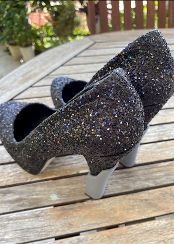 Gri Simli Platform Topuklu Abiye Ayakkabı - Görsel 5