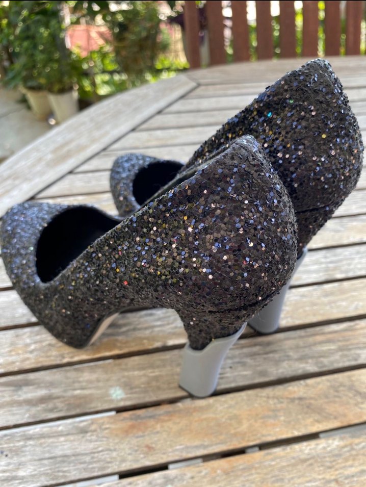 Gri Simli Platform Topuklu Abiye Ayakkabı - Görsel 5