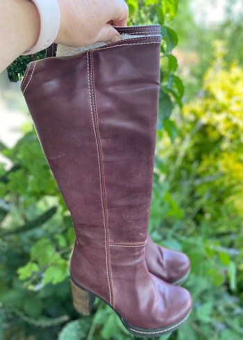 Lila Dolgu Topuklu Vintage Çizme - Görsel 5