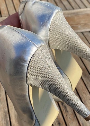 Gümüş  Platform Topuklu Abiye Ayakkabı - Görsel 4