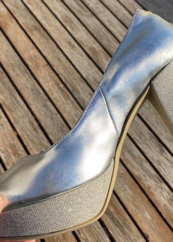 Gümüş  Platform Topuklu Abiye Ayakkabı - Görsel 2