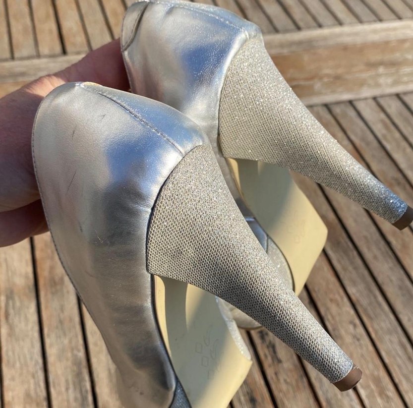 Gümüş  Platform Topuklu Abiye Ayakkabı - Görsel 4