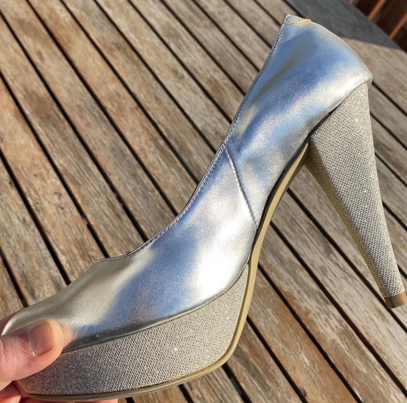 Gümüş  Platform Topuklu Abiye Ayakkabı - Görsel 2