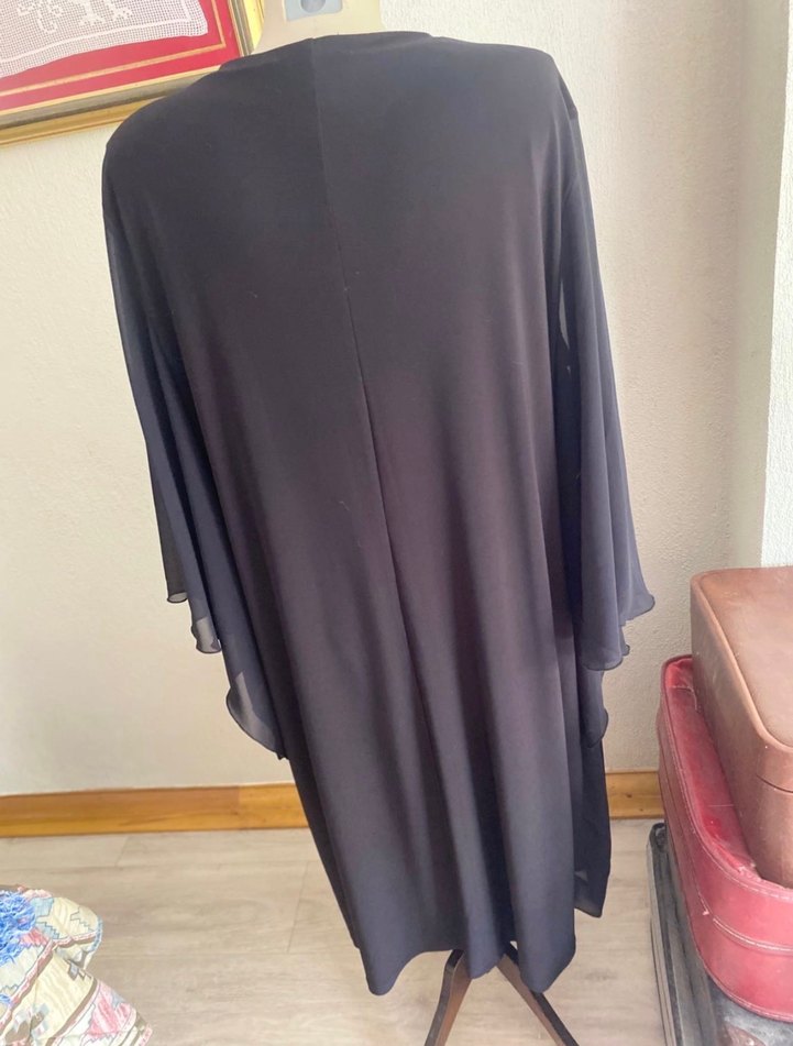 Siyah payet boncuk işlemeli abiye elbise - Görsel 4