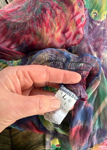 Renkli Batik Desenli Şifon Bluz - Görsel 7