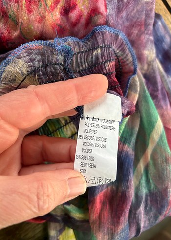 Renkli Batik Desenli Şifon Bluz - Görsel 8