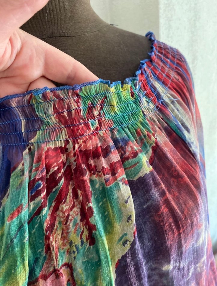 Renkli Batik Desenli Şifon Bluz - Görsel 3